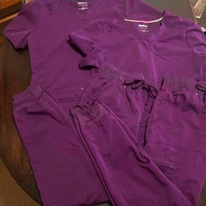 Women's Scrubs Set Size Small - Purple Eggplant - Shirt and Pants Set